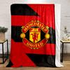Diagonal red and black zigzag pattern with a central Manchester United logo. for all seasons blanket lunch break throw gift