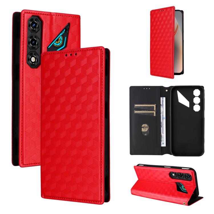 Cubic Grid Texture Flip Leather Phone Case