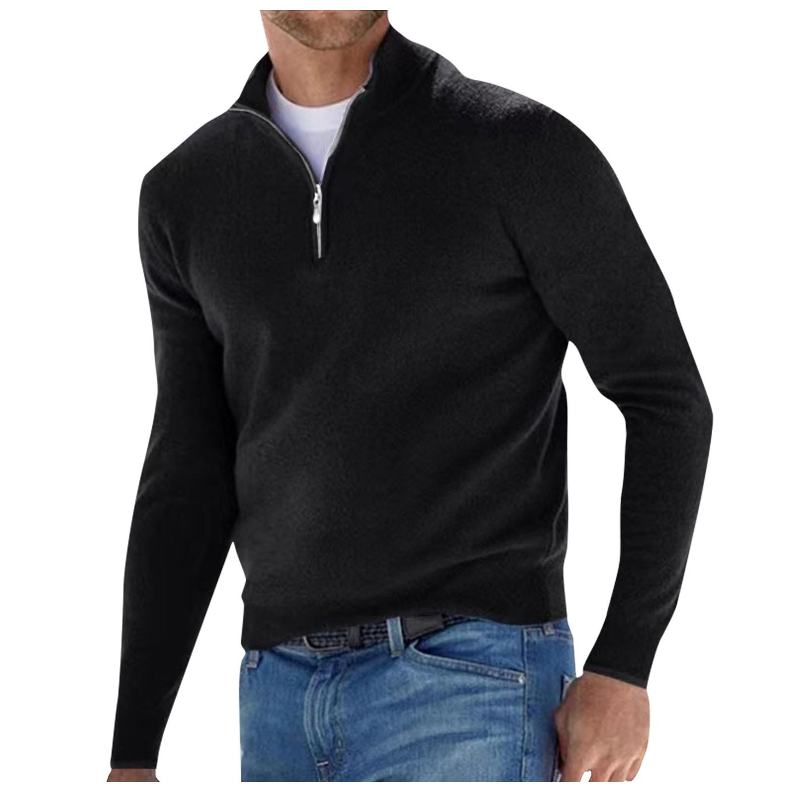 

New Long Sleeved Plush Zipper V-neck Men s Casual Top Shirt XL