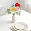 Handmade Knitted Flower Crochet Rose Flowers Artificial Flowers Home Decors Single Rose Flower Gift for Birthday Wedding