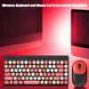 Portable Wireless Keyboard and Mouse Set Circular Keycaps Compact Computer Peripherals Office Games RGB Lighting Effects