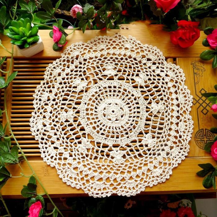 Handmade Cotton Table Mat With Lace Circular Lace Table Mat Circular Meal Mat Crochet Lace Tablecloth