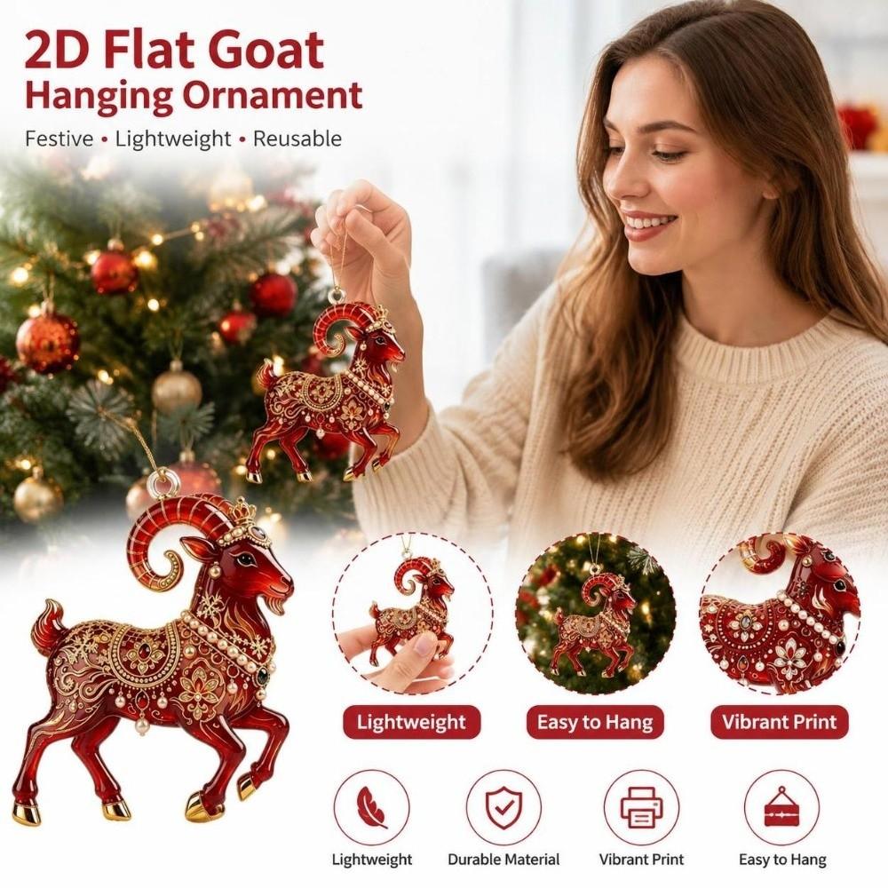 Acrylic Goat Hanging Ornament 2D Flat Christmas Tree Ornament Shop Window Display