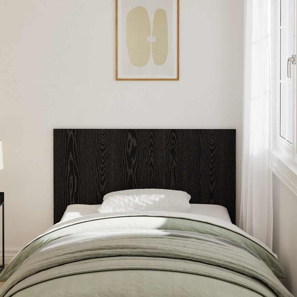 Wall Mounted Bed Headboard In Black Oak Effect Made of Wood Based Material