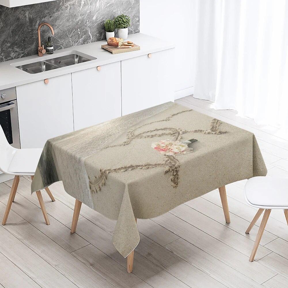 Landscape Printing Tablecloth Camping  Stain Resistant Waterproof Restaurant Table Decoration Kitchen Home