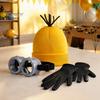 Themed Costume Full Set Knit Hat Set, Retro Round Glasses Suspenders Gloves, Halloween Party Holiday Masquerade Dress Up Cosplay Accessories
