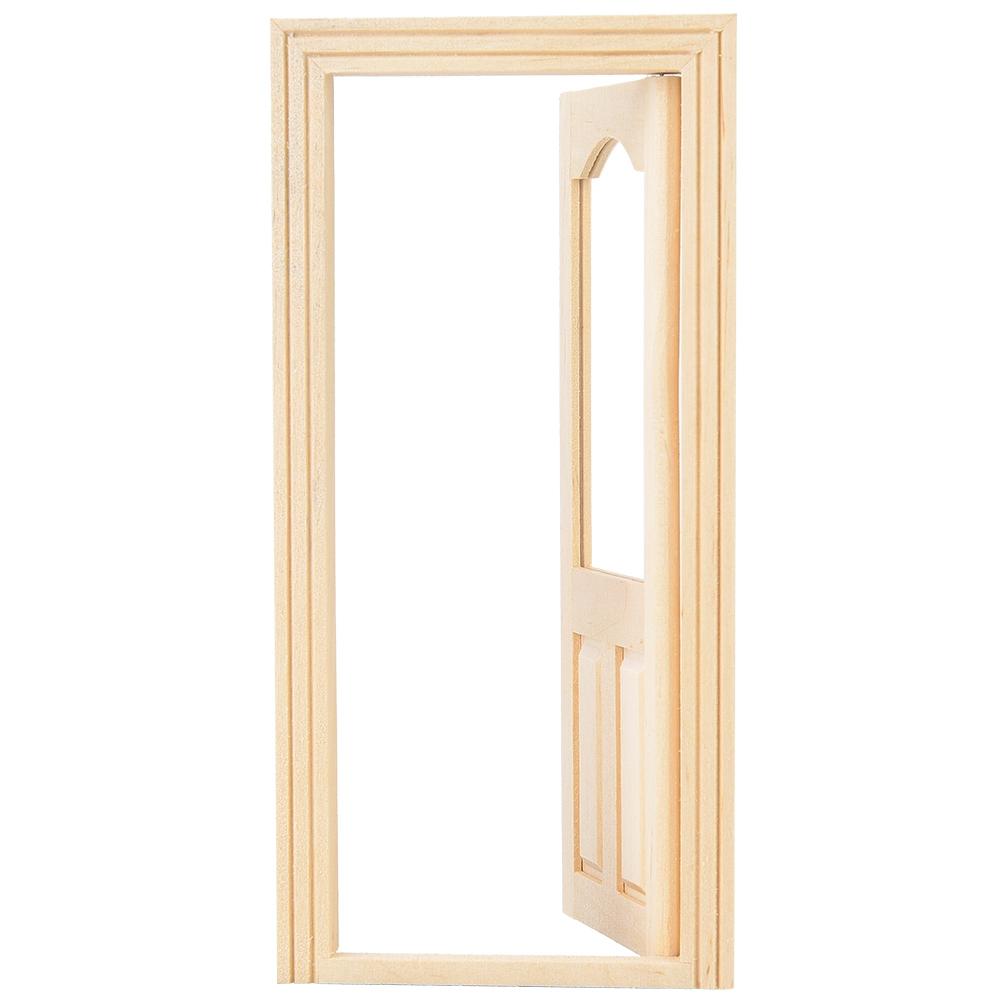 Mini Simulation Wooden DIY Door Furniture for 1:12 Doll House Accessory