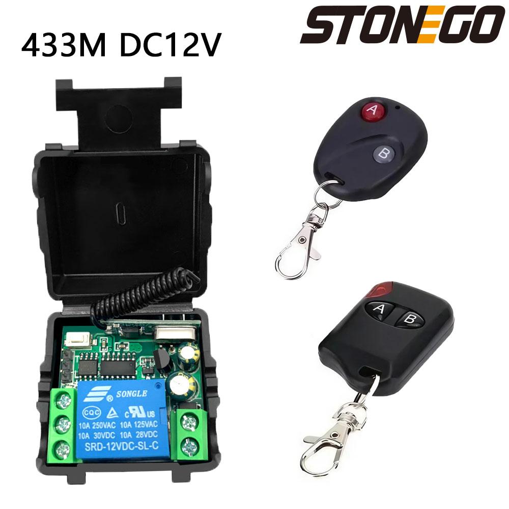 STONEGO 433MHz Wireless RF Remote Control Switch DC 12V Electrical Module Receiver Switch Remote Control for LED Bulb DIY