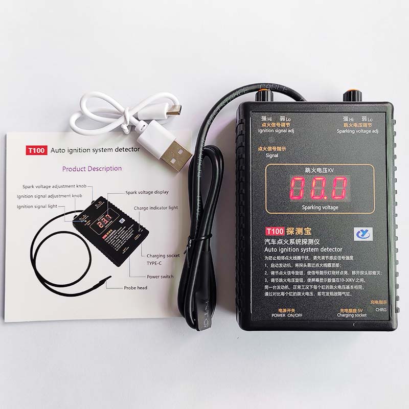 Original Upgrade T100 Auto Ignition System Detector Car Sparking Voltage Tester Portable 12V 24V COP Cylinder Ignition Detection T100