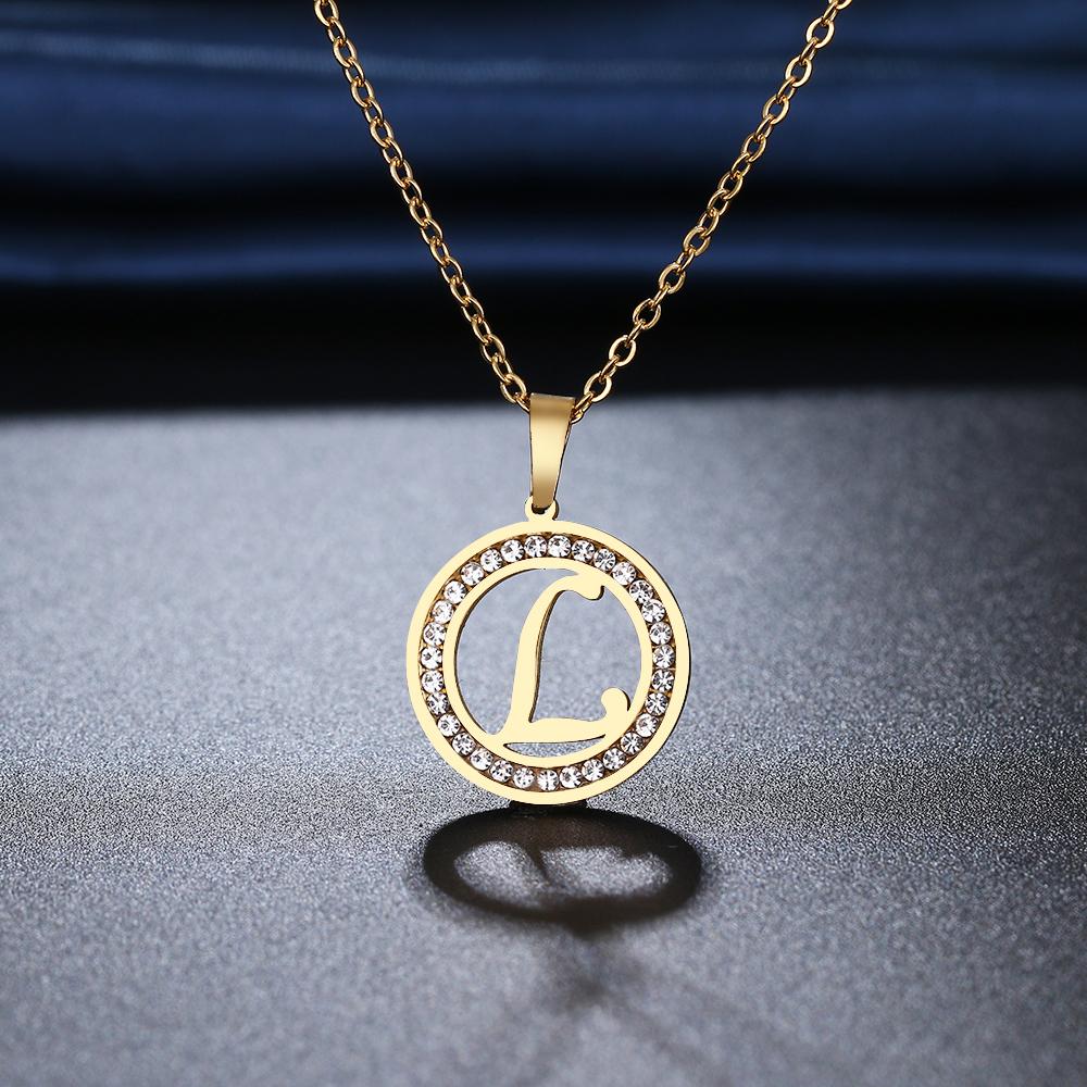 316L Stainless Steel 26 Letters A-Z Necklace NEW Crystal Rhinestone Necklaces for Women Wedding Valentine's Day Gifts