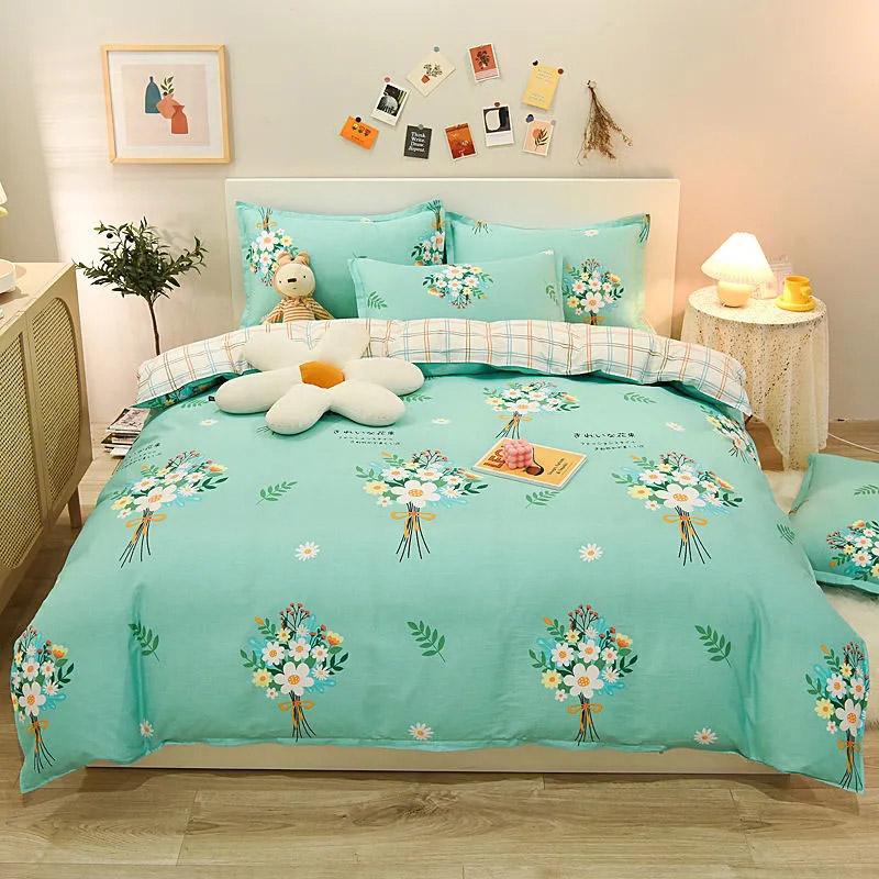 Cămin 1,2m Pătură de pat Husă de plapumă Cearșaf Set din trei piese Imprimeu Cuvertură Față de pernă Set de lenjerie de pat Bumbac Confort Lenjerie de pat Set din patru piese