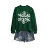 Women's Loose Comfortable Casual And Fashionable Round Neck Snowflake Pattern Printing Long Sleeved Sweatshirt