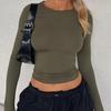 Autumn Fashion Slim Long Sleeve T Shirt Women Solid Color Round Neck Top Wear Inside or Outside