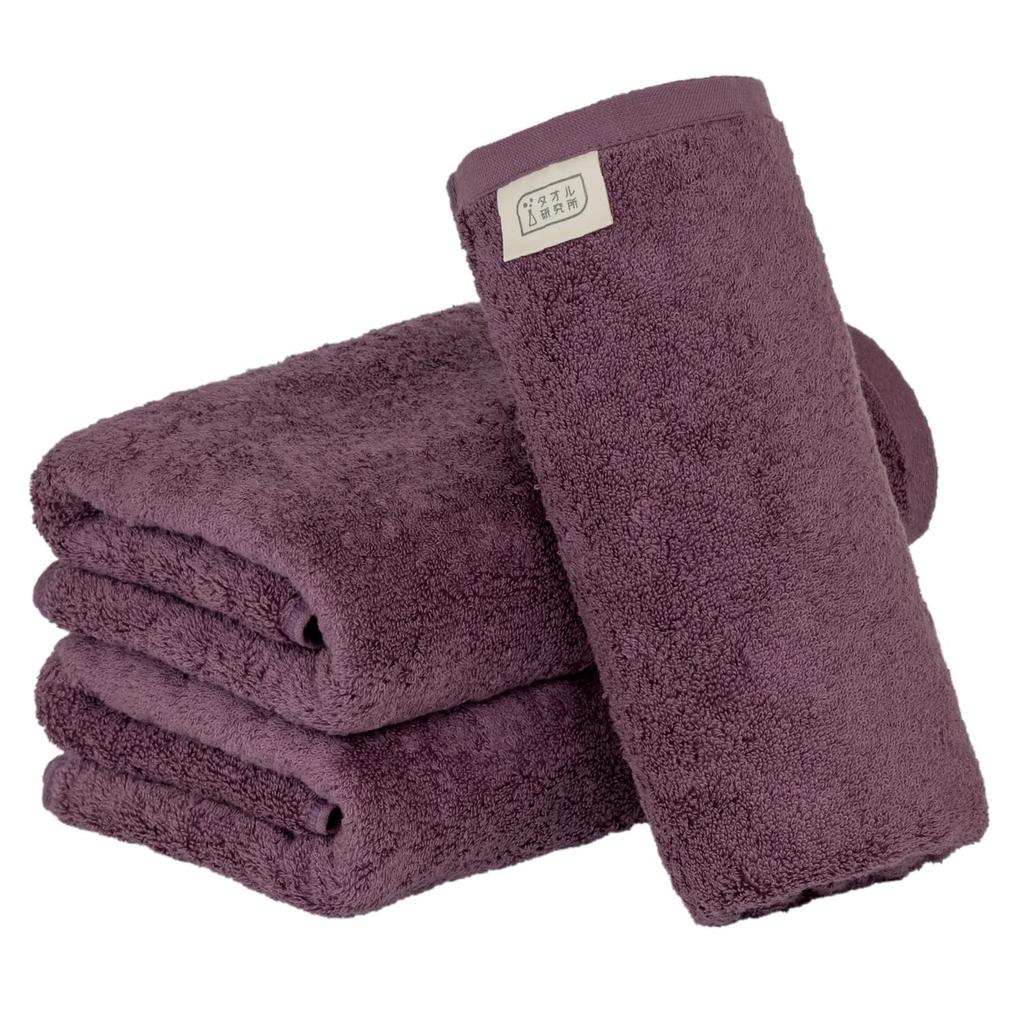 Towel Laboratory Mini Bath Deep Set of Fast JapanTechnology [Volume Rich] #003 Towels, Purple, 3, Hotel-Grade, Thick, Fluffy, High-Breathability,