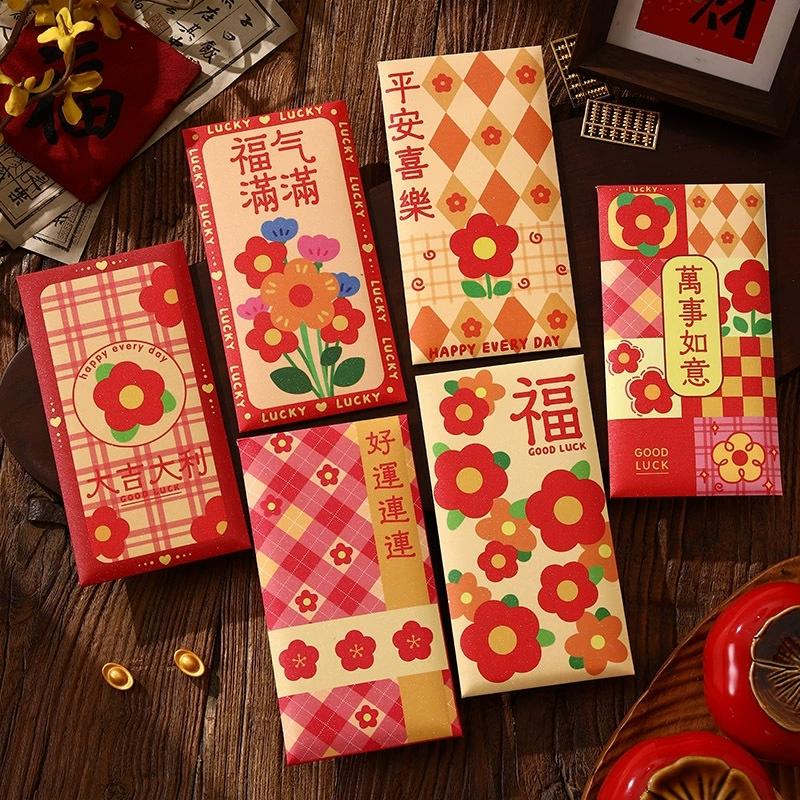 6 st 2026 Hästens År Röda Kuvert Lyckopåse Vårfest Välsignelse Ficka Rött Kuvert Nyårsdekoration Gåva