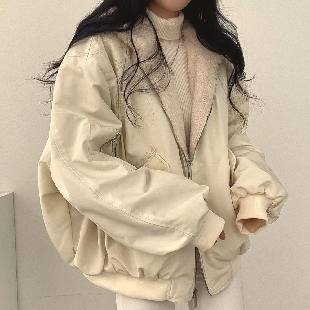 Loose Hooded Winter Warm Coat with Fleece and Thickened Jacket for Women In Cotton-padded Jacket