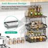 3 Tier Countertop Fruit Basket Bread Bowl with Wooden Top for Kitchen,Stackable Vegetable Onion Storage Wire Basket with Hangers