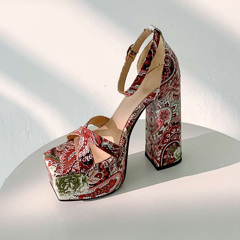 Летняя обувь Krazing Pot из искусственной кожи с открытым носком на очень высоком каблуке — фото 12