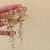 Gold Molten Silver Needle Diamond-encrusted Crystal Fringed Stud Earrings New Chinese Retro Temperament Earrings Light Luxury High-end Earrings