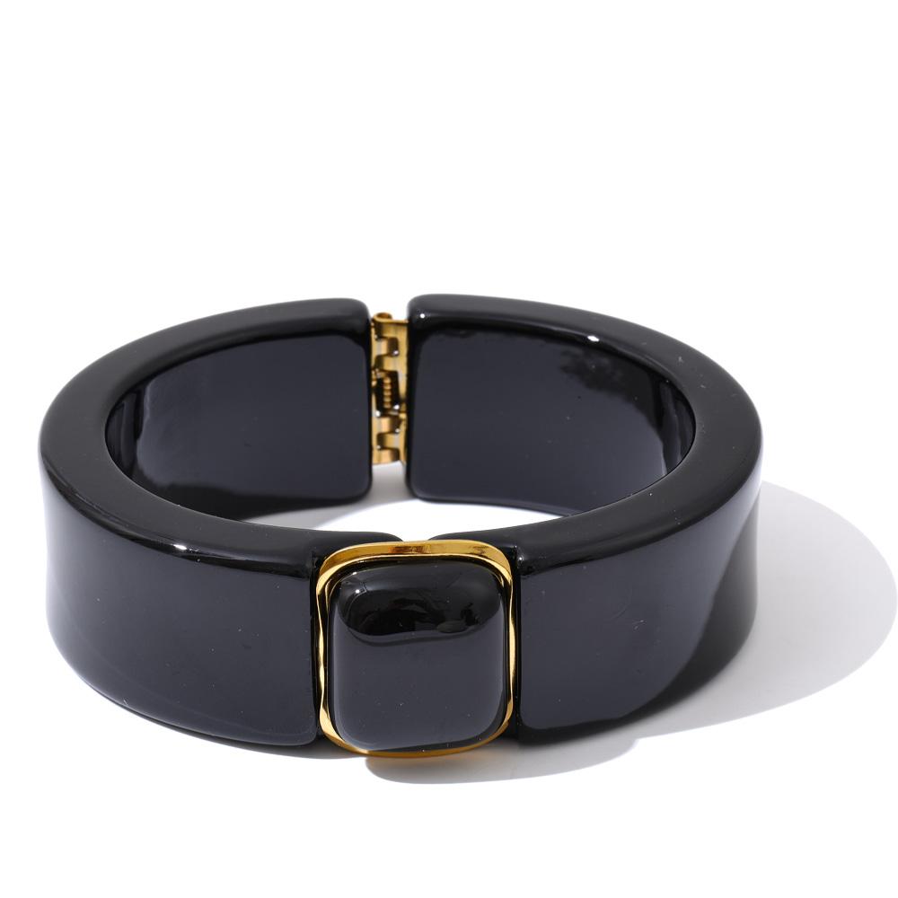 Yhpup 66mm Groen Roze Bruin Paars Acryl Dikke Armband Manchet voor Vrouwen Roestvrij Staal Nieuwkomers 2025 Polssieraad Cadeau
