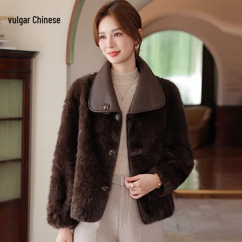 Зимняя двусторонняя короткая шуба Ronghua Mom s из искусственной норки и кожи 2025 4XL