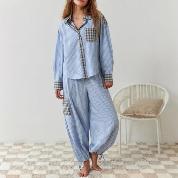 Women's Plaid Long Sleeve Pajama Set - 2025 Autumn Collection