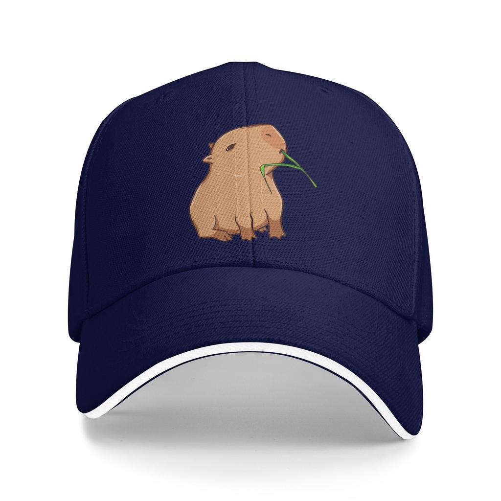Summer Casual Baseball Cap Capybara With A Leaf, Eat Your Greens! Hiking Fishing Hats For Men Women Sun-Proof Baseball Caps