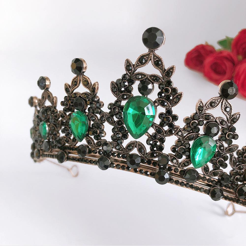 Halloweenowy Barokowy Retro Czarny Luksusowa Korona Tiara Ślubna Suknia Ślubna Urodzinowa Korona Królowej