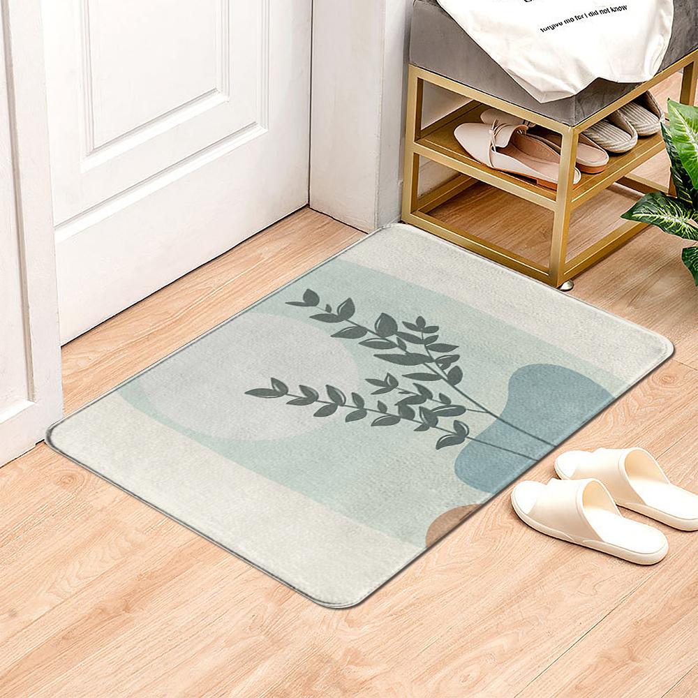 Green Plant Rainforest Leaf Carpet Living Room Carpet Hallway Balcony Doormat Kitchen Bathroom Non-slip Floor Mat Bedroom Rug