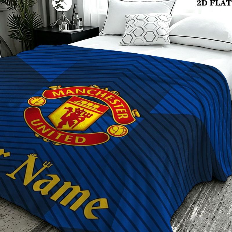 1PC Manchester United F Custom Name Patterned Flannel Blanket Suitable For All Seasons for Home Decor Warmth and Comfort Gifts Holiday Present