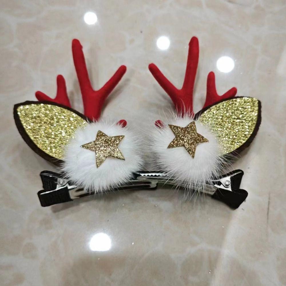 Xmas Ornaments Elk Ear Pine Cone Hairpins Hair Accessories Merry Christmas Decor Antler Hairpin