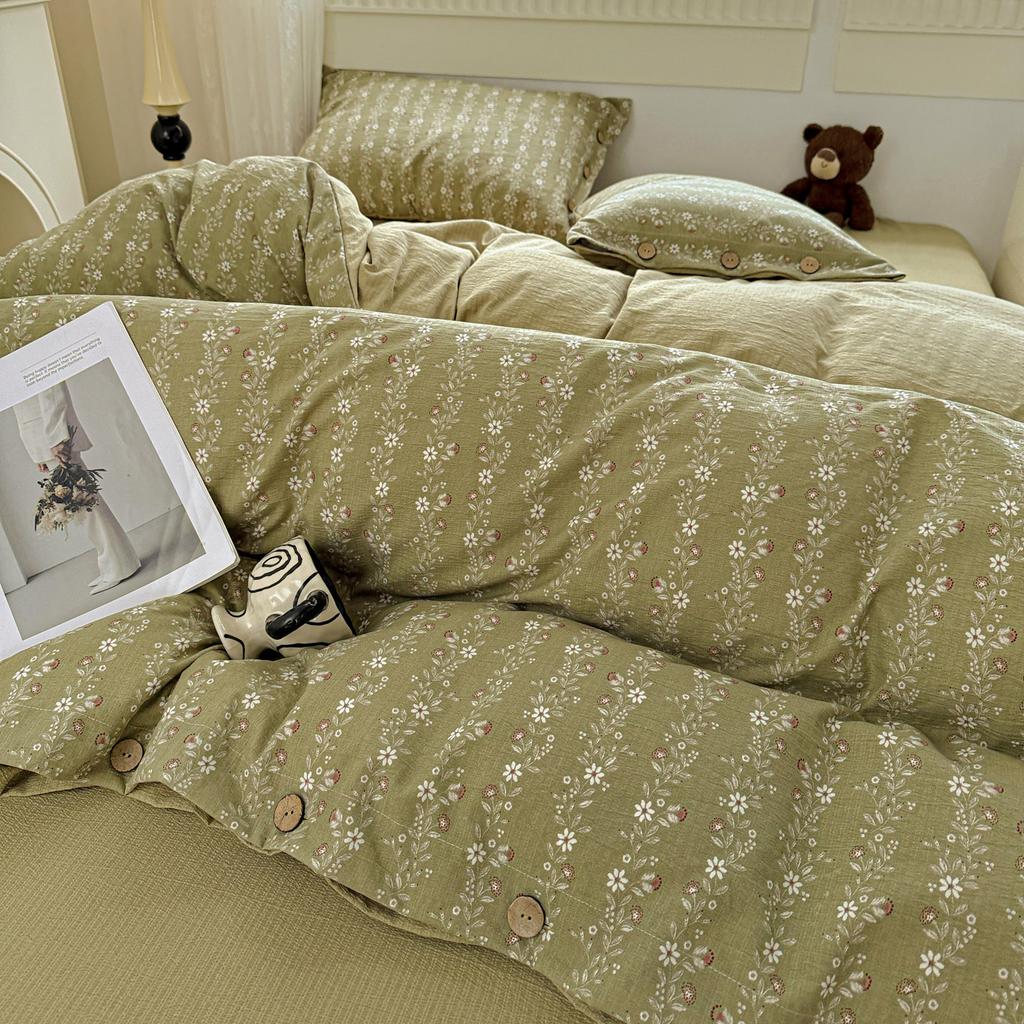 Green Floral Bedding Set Vintage Duvet Cover Set With Pillowcases Single Twin Double Sheet Bed Home Decor Bed Linen Set For Home
