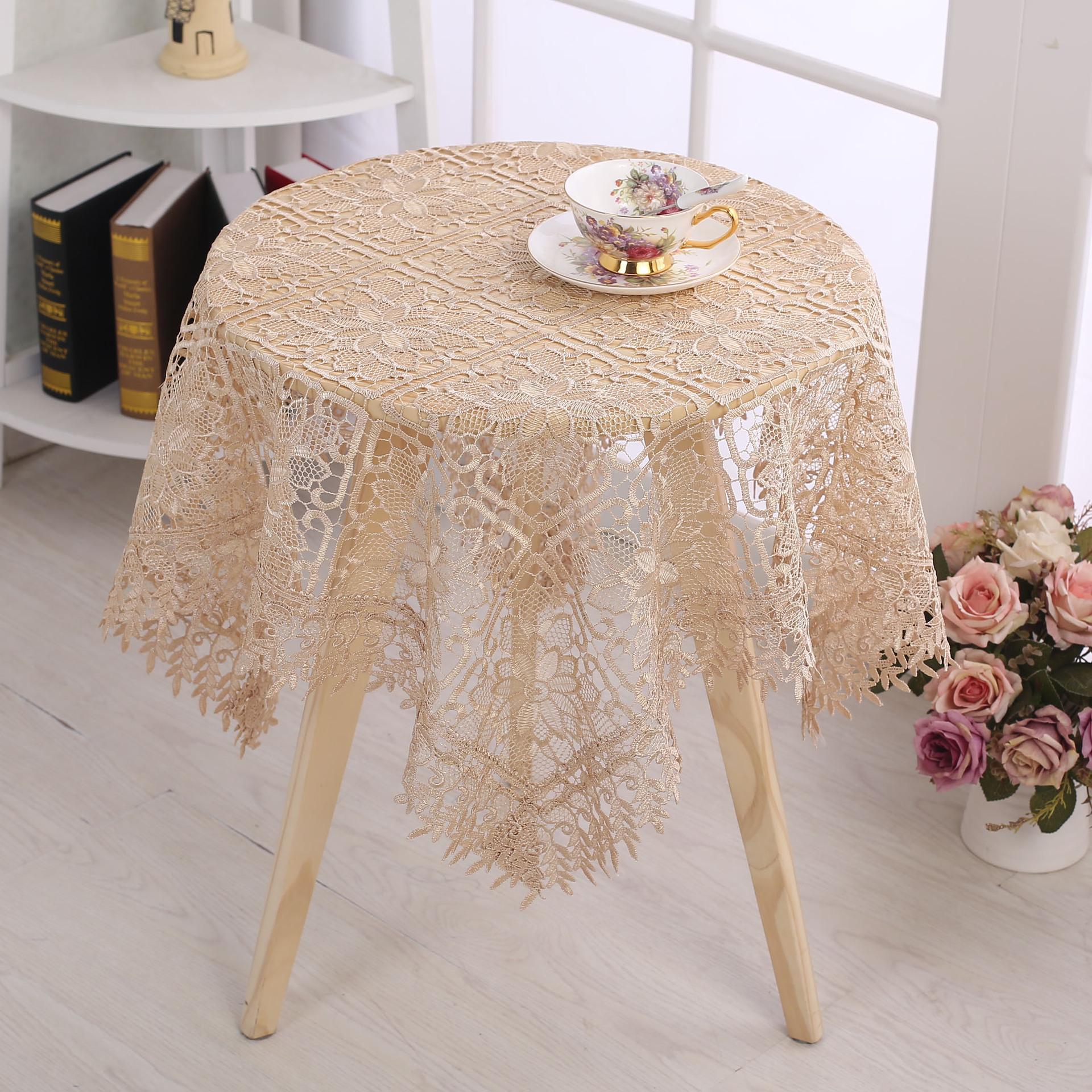 

Легкая роскошная скатерть с кружевной вышивкой, полая прикроватная скатерть, декоративная скатерть для журнального столика, круглая скатерть 110*110