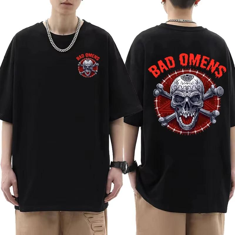 Summer T-shirt: Bad Omen Band Tour American Music Death Peace Soul Bone Graphic Short-sleeved casual style rock T-shirt Gothic