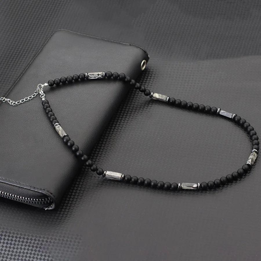 Wykwintny Naszyjnik z Kamienia Onyksu Klasy A 6mm Męski Ręcznie Robiony Naturalny Oko Tygrysa Koraliki Howlite Naszyjnik Medytacja Leczenie Biżuteria dla Mężczyzn