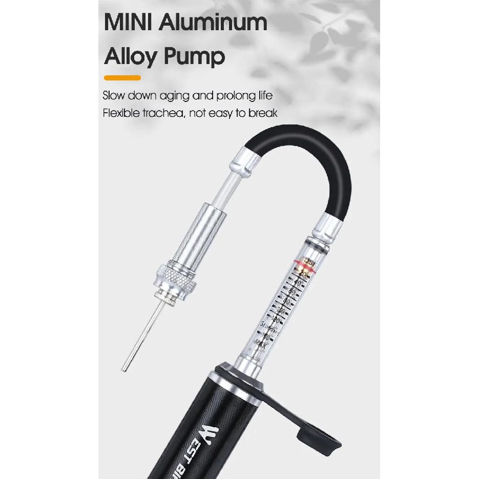 WEST BIKING Bicycle Pump 160PSI High Pressure With Hose Aluminum Alloy Pump MTB Road Bike Schrader Presta Valve Tire Inflator