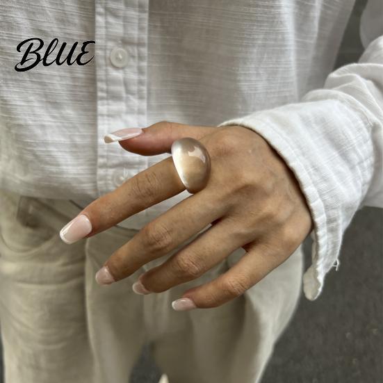 Retro Ring Jelly Texture Finger Ring Transparent Resin Round Layered