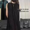 French Black Sleeveless Long Dress - Elegant & Slimming Women's Fashion 2026