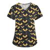 Women's Halloween Printed Loose V-Neck Pocket Short SleevUniform  Uniform