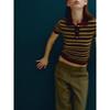 Za2025 Spring New Women clothes All-Match Striped Knitted Polo Shirt Collar Short sleeve Top 9598032 104