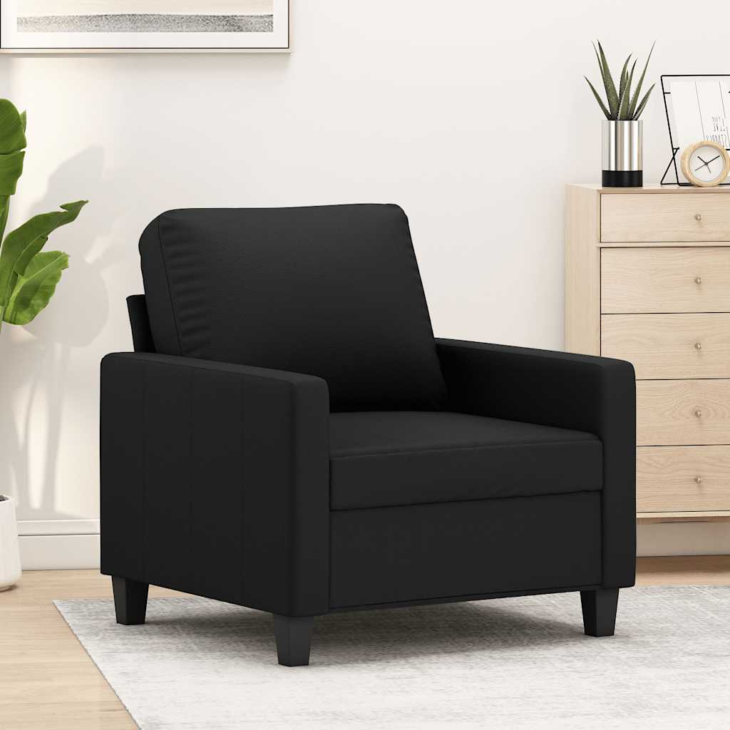 Vidaxl Armchair, Black, 60 Cm, Upholstered In Faux Leather
