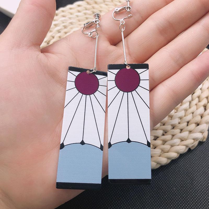 Demon Slayer: Kimetsu no Yaiba Tanjiro & Nezuko Acrylic Earrings - Trendy Anime Jewelry Style 1 (ear clip)