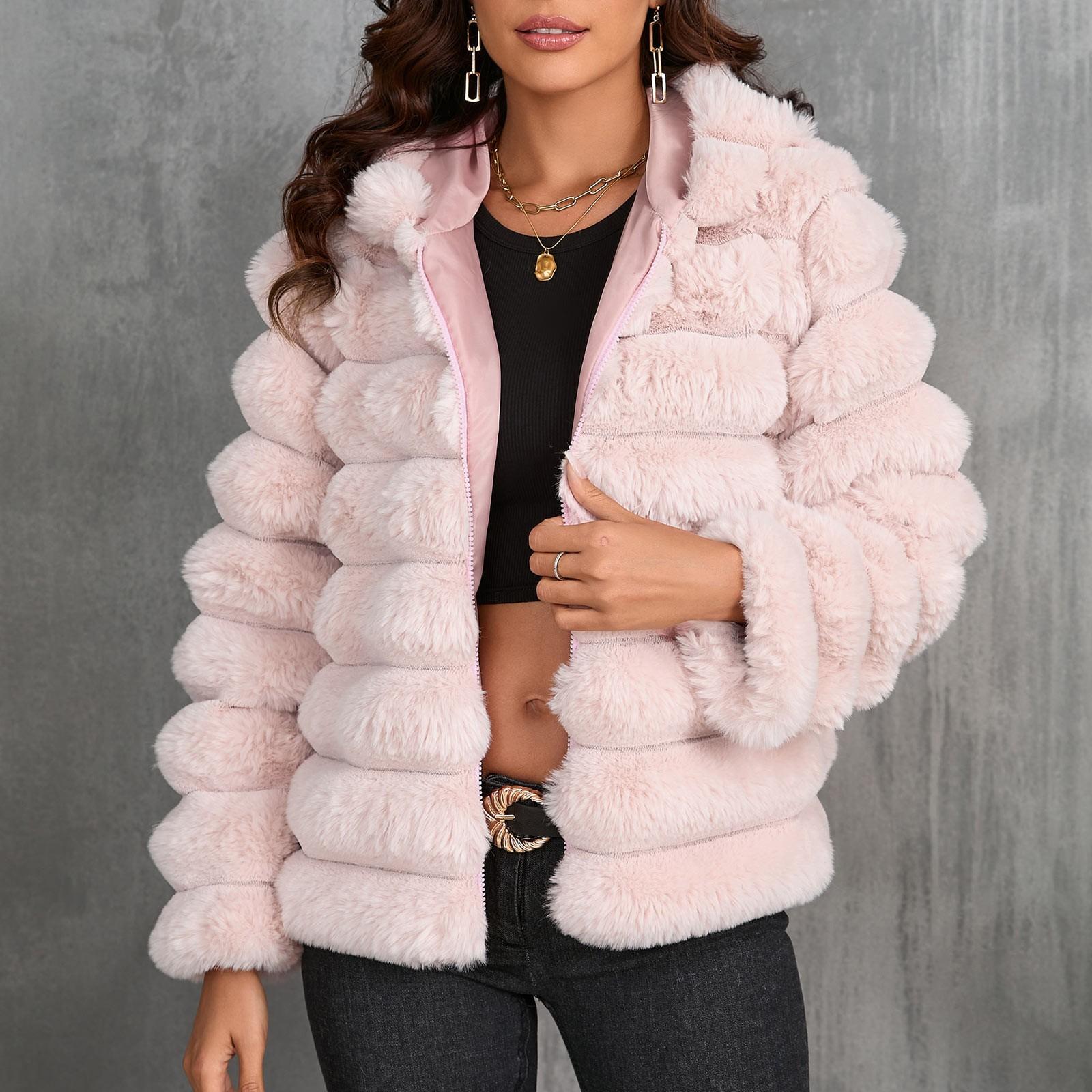 

Женское модное удобное полупальто с капюшоном из искусственного меха, теплое плюшевое пальто XXL