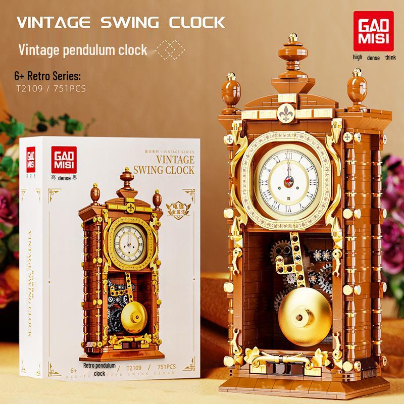 

Ретро маятниковые часы Si T2109 высокой плотности, совместимые с блоками Lego, игрушка для сборки модели, подарок для мужчин и женщин