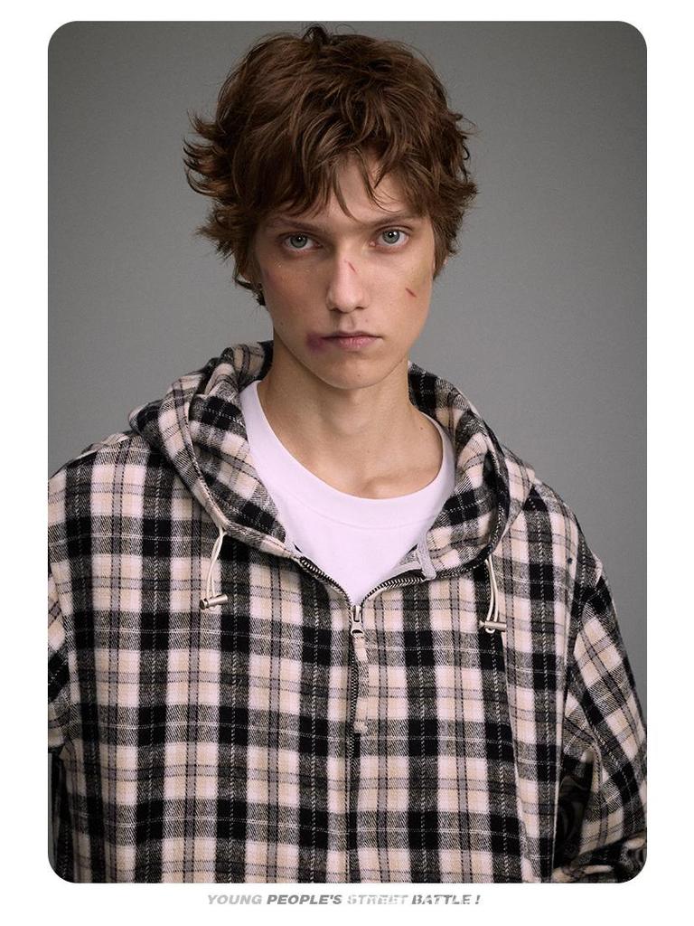 CATTEE Herren Retro Karierte Kapuzenjacke - Lässige Frühjahrsmode