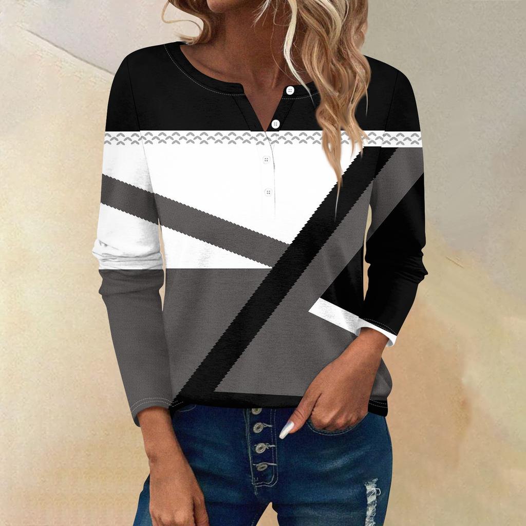 Women's Long Sleeve Button Down T Shirts V Neck Casual Tunic Tops Women Casual Tops