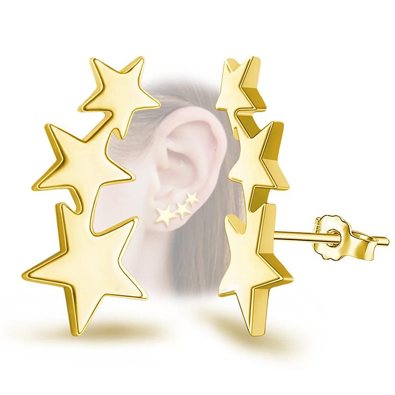 Fashion Silver Color Star Stud Earrings For Girls Women Stainless Steel Pentagram Stars Earrings