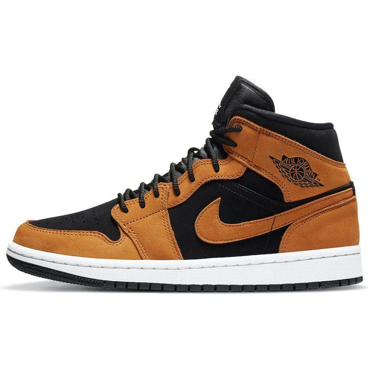 

Женские кроссовки Air Jordan 1 Mid SE Desert Ocher коричнево-черные DB5453-700