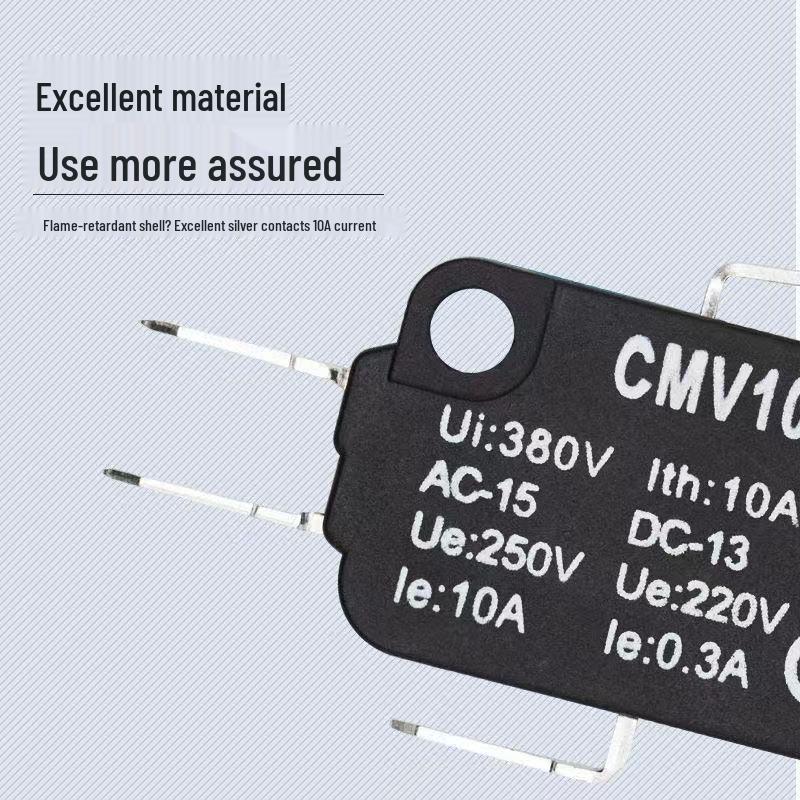 Miniature CMV104D Micro Switch with Short Lever and Roller, Self-Resetting, 1 NO/1 NC.