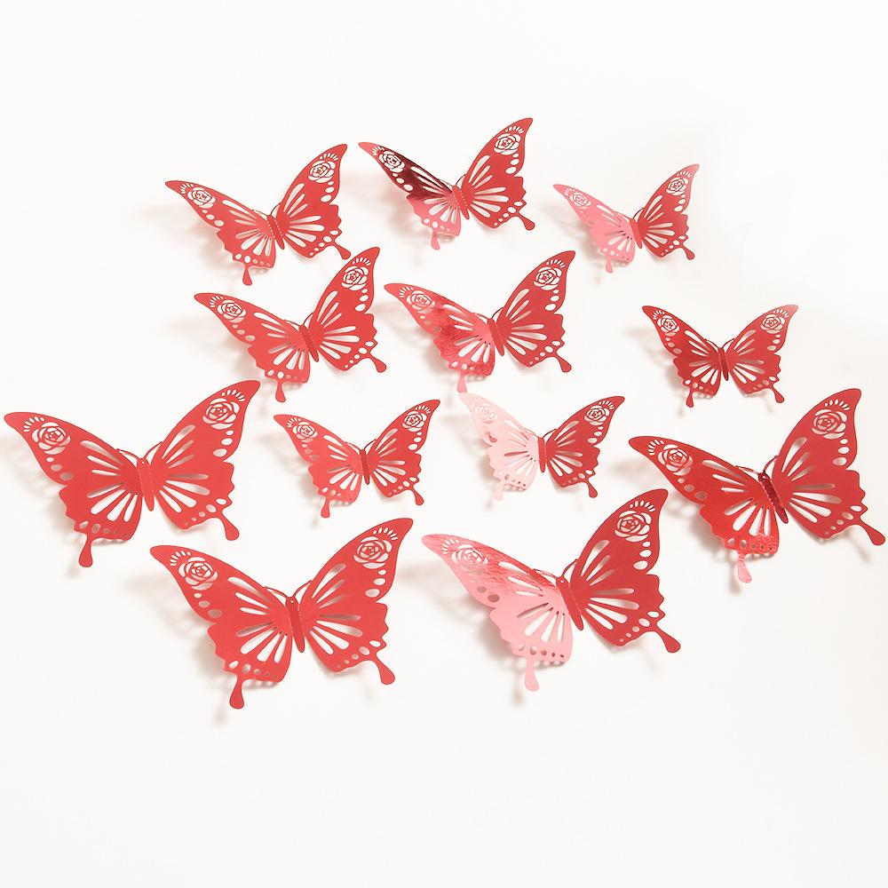 12Pcs Butterfly Stickers 3D Flash Color Wall Stickers for Home Decor Gold Silver Red Blue Stickers for Tile Window Diy Wall Art